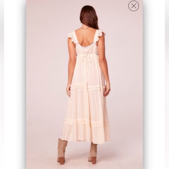 NWT | BAND OF THE FREE NAVYA DRESS | Size Large | Blue & Cream Tiered Midi Dress - Picture 7 of 9